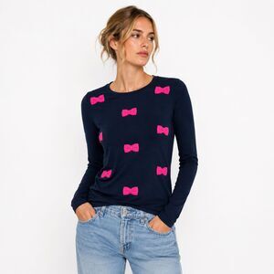 Crown & Ivy NEW Bowcore Coquette Preppy Sweatshirt 3D Bow Quiet Luxury Top SP